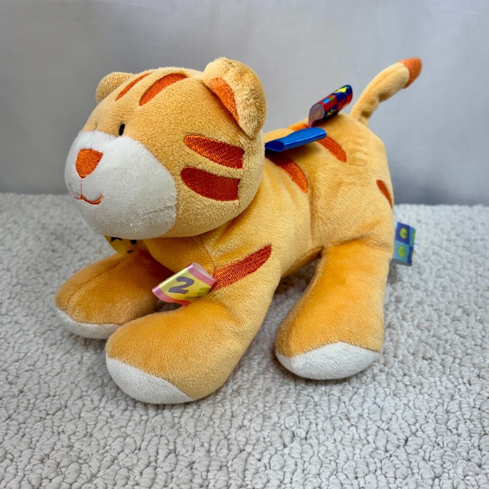 Mary Meyer Baby Taggies Baby Tiger Orange Plush Toy Sensory Ribbons 6" Tall